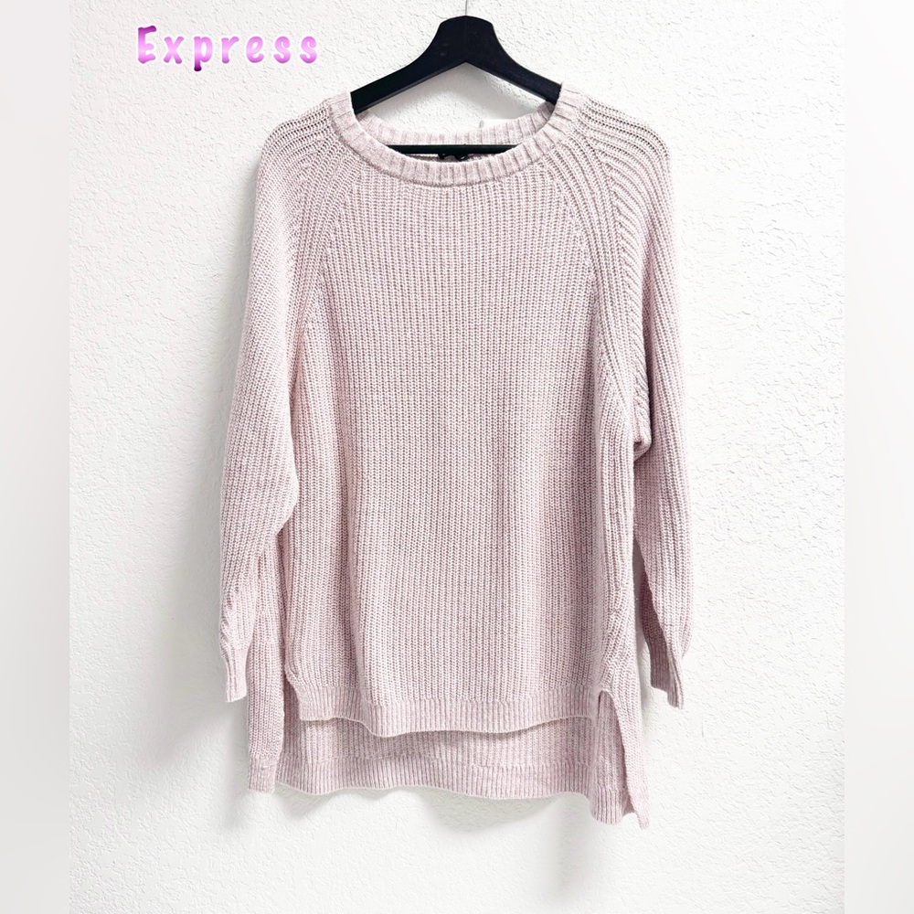 Express Light Pink Marl Oversized Tunic Sweater Womans XS